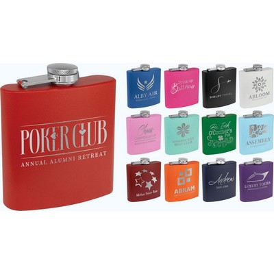 6 Oz. Powder Coated Stainless Steel Flask