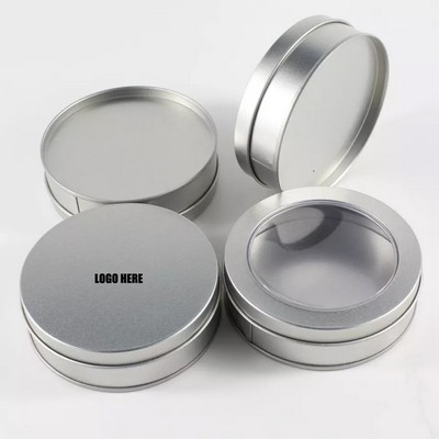 Round Tin Containers Cans with Clear Top Window