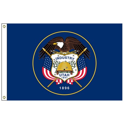 Utah 4' x 6' 2-ply Polyester Flag w/ Heading & Grommets