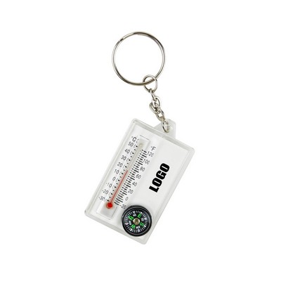 Rectangle Keychain Compass w/Thermometer