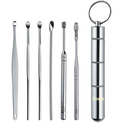 6PCS Ear Wax Removal Pick Kit With Portable Keychain Storage Box