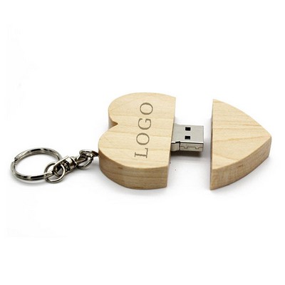 4GB Wooden USB Swivel Drive & Key Chain