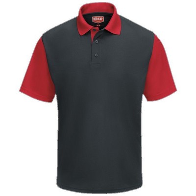 Red Kap™ Men's Performance Knit® Color-Block Polo - Charcoal Gray/Red