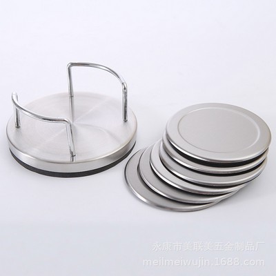 6 Piece Stainless steel Coaster Set with Stand