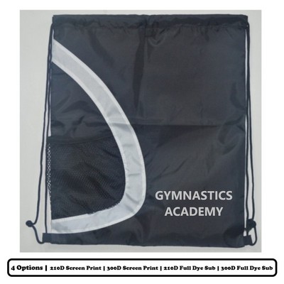 Multi-Panel Semi-Circle Design Polyester Drawstring Bag w/ Bottle Holder w/ Custom Logo