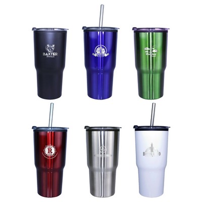 20 Oz. Ares Premium Tumbler w/Stainless Straw/Flip Top Lid