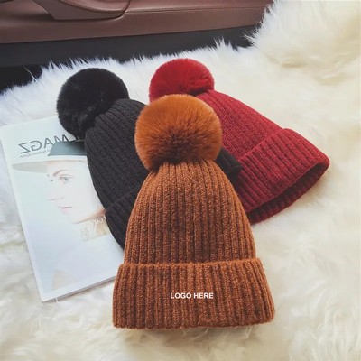 Pom Pom Sweater Beanie for Women