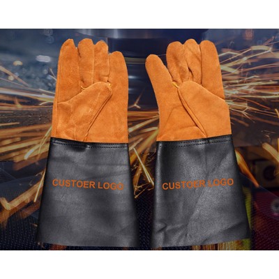 Long Sleeve Cowhide & Pu Leather Work Gloves