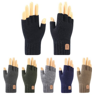 Winter Knitted Half Finger Gloves