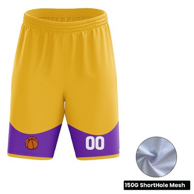 Unisex and Kids' Sublimation Basketball Standard-Length Shorts - Short Hole Mesh