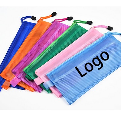 A6 Waterproof Clear PVC Mesh Pencil Pouch Makeup Bag