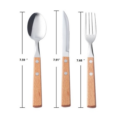 Wooden Handle Custom Engraved Stainless Steel Utensils