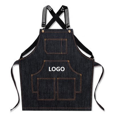 Canvas Cross Back Apron w/Pockets