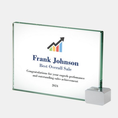 Color Imprinted Jade Achievement Award with Chrome Rectangle (M)