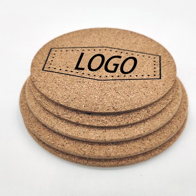 4" Eco-Friendly High Density 100% Natural Cork Round Coaster