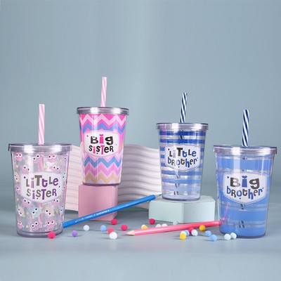 Double-layer Plastic Straw Cup Heat-insulated Cute Handful Strawing Cup