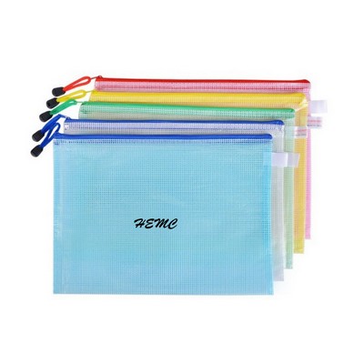 A4 PVC Mesh Zipper Pouch Document Bag