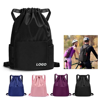 Waterproof Drawstring Sports Backpack with Side Pocket