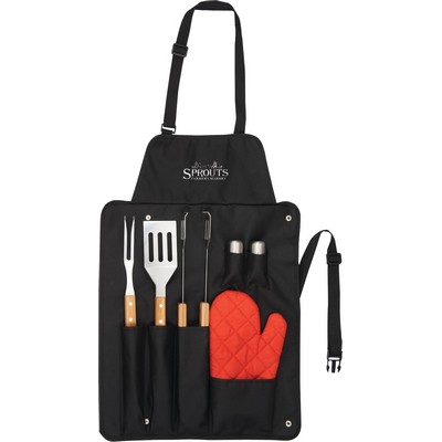 BBQ Now Apron and 7 piece BBQ Set