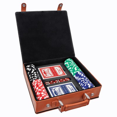 Laserable Basketball Texture Leatherette 100-Chip Poker Set