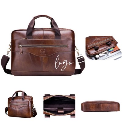 Cowhide Shoulder Business Bag for Men