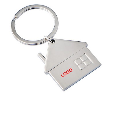 Custom House-Shaped Metal Keychain