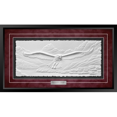 Valley of the Eagle (Black/Burgundy) - Cast Paper Sculptured Art - Shadowbox Award 17.5"x30"