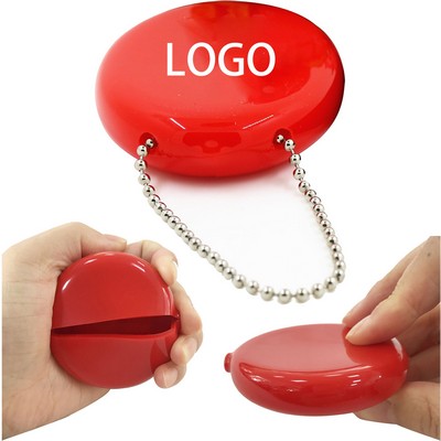 Round Squeeze Coin Purses With Keychain