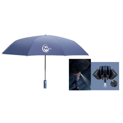 Folding Reverse LED Flashlight Umbrella