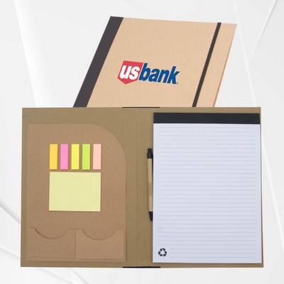 Recycled Padfolio with Pockets, Sticky Notes & Notepad