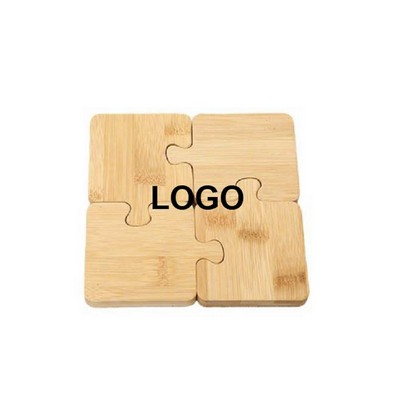 Bamboo 4-Piece Puzzle Coaster Set