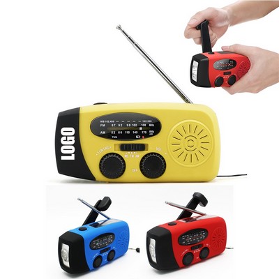 Emergency Hand Crank Radio w/LED Flashlight & Power Bank Phone Charger