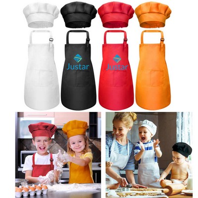 Unisex Kids Cook Painting Chef Aprons Hats Set