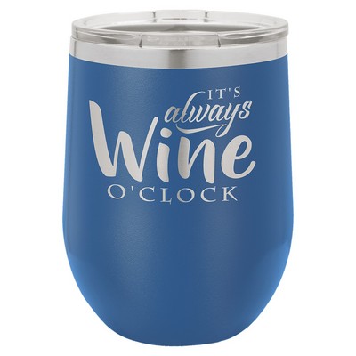 Royal Blue Polar Camel 12 oz Stemless Wine Tumbler with a Clear Lid