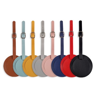 Round Shaped PU Leather Luggage Tags