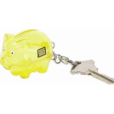 2"x1-1/4" Yellow Piggy Bank Keychain