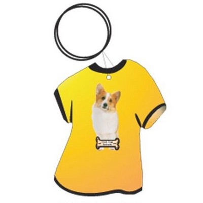 Welsh Corgi Dog T Shirt Keychain w/Mirrored Back (4 Square Inch)