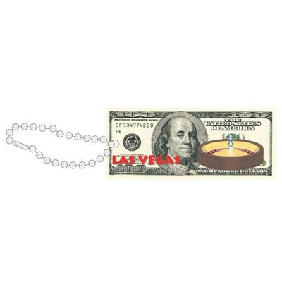 Vegas Roulette Table On $100 Bill Key Chain w/ Black Back (10 Square Inch)