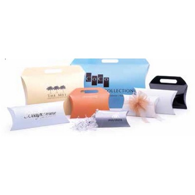 White Gloss/Natural Kraft Pouch Boxes w/ Handle (11 1/2"x9"x2")