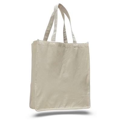 12 Oz. Natural Canvas Book Tote Bag w/ Full Gusset - Blank (14"x17"x7")