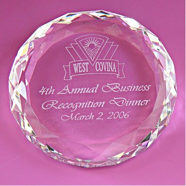 Crystal Circle Beveled Edge Paperweight (Screened)