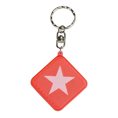 Square Diamond Red Reflector Keyring