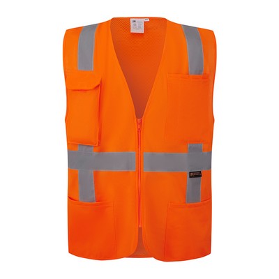 3C Products ANSI 107-2020 Class 2 Neon Orange Safety Vest