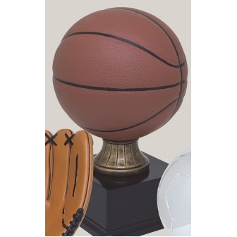 Painted Large Basketball Sport Ball Resin Trophy w/7"x3.5" Black Base