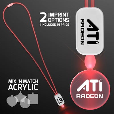 Necklace Red LED Lanyard with Acrylic Circle Pendant - Domestic Imprint