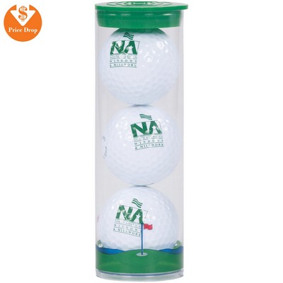 3 Ball Clear Tube w/ Pinnacle Rush Golf Balls