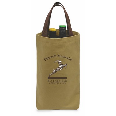 18 Oz. Natural Canvas Two Bottle Wine Tote Bag