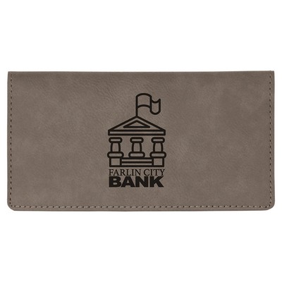 Gray Leatherette Checkbook Cover