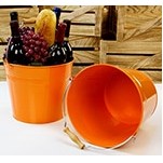 10" Orange Painted Pail w/Wooden Handle