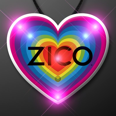 Retro Rainbow Heart Blinky Light Up Necklace - Domestic Print